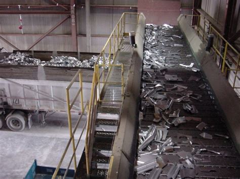 sheet metal conveyor|metal scrap conveyor.